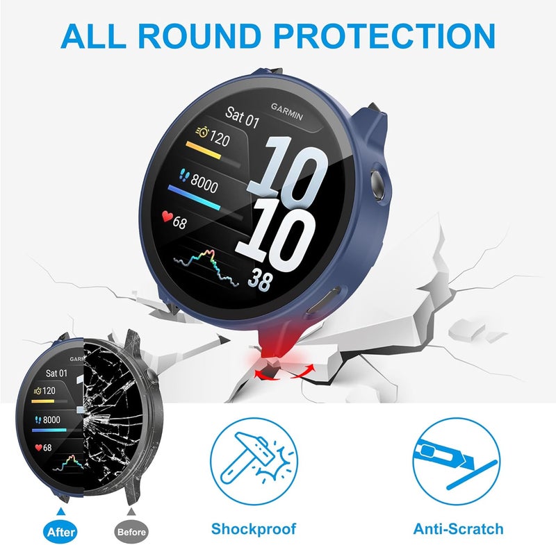 Tiorecime 6 Pack Case for Garmin Venu 4 41mm with Tempered Glass Screen Protector, Shockproof Hard PC Bumper Protective Cover Compatible with Garmin Venu 4 41mm - Image 4